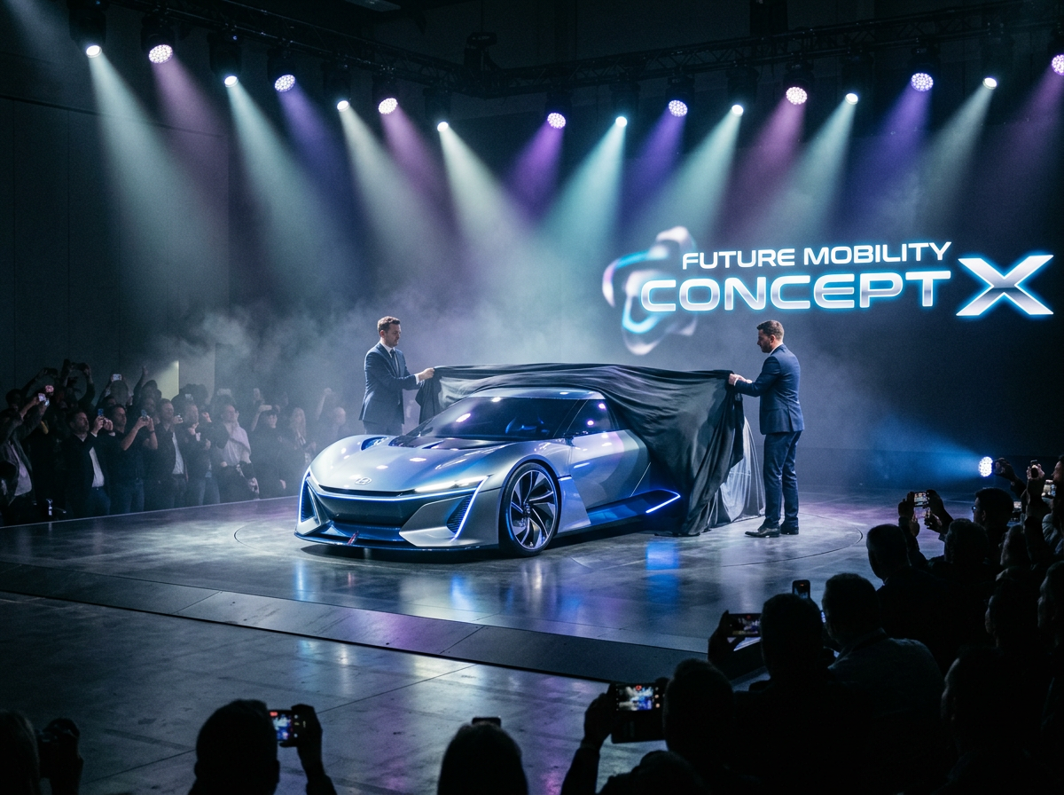 Concept car unveiling on stage